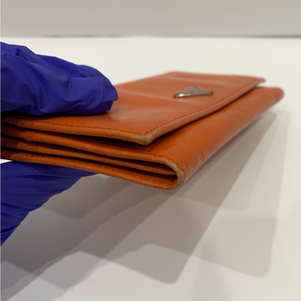 Prada Orange Leather Bifold Long Wallet  (Gently used, rubbing, marks) - Picture 8 of 10